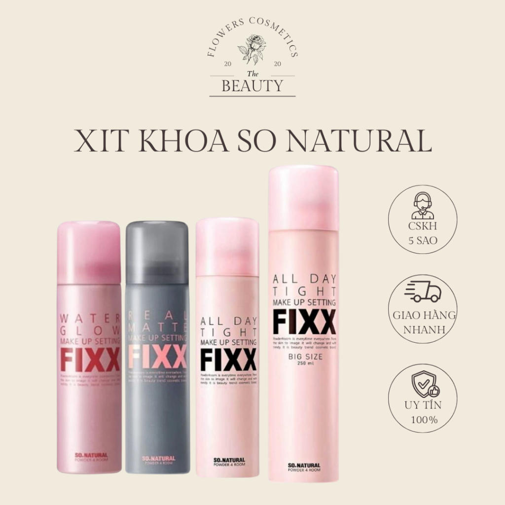Xịt khóa nền So Natural All Day Tight Fixx Xịt khóa SO Natural makeup fixx cho da căng bóng 120ml FL