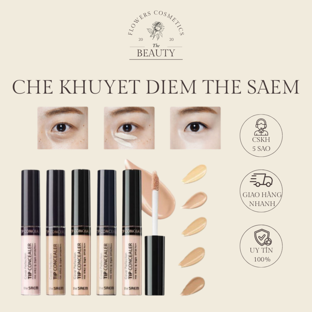 Kem che khuyết điểm The Saem Cover Perfection Tip Concealer Spf28 PA++ (6.5g) Che khuyết điểm The Sa