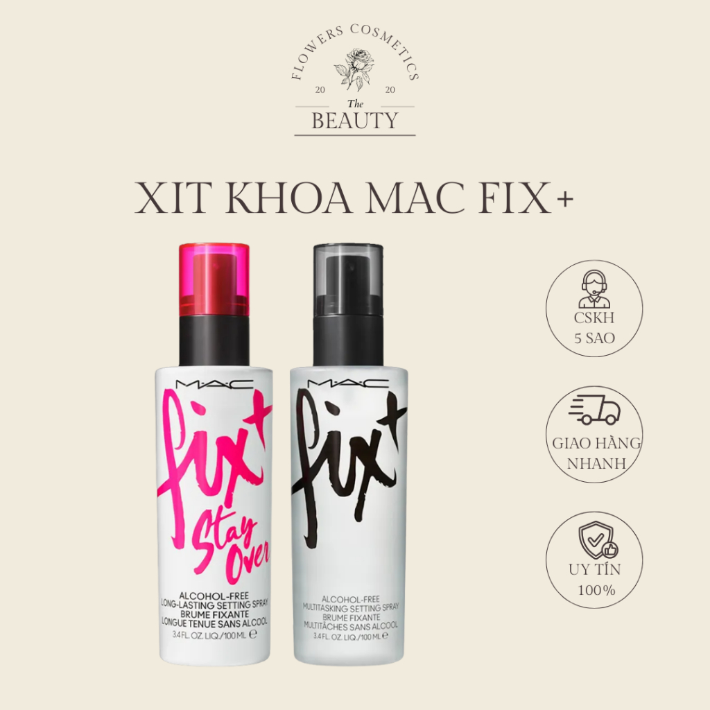 Xịt khoá nền MAC FIX mới 100ml Không chứa cồn, fullbox sang trọng Xịt khoáng MAC FIX+ 100ml - Flower