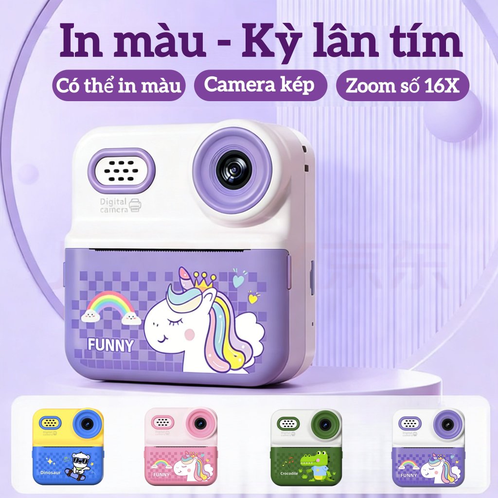 Máy Ảnh & In Ảnh Tức Thì Dành Cho Trẻ Em Chụp Ảnh - Quay Phim - In Màu Ngay Lập Tức - Quà Tặng Giáo Dục Sáng Tạo