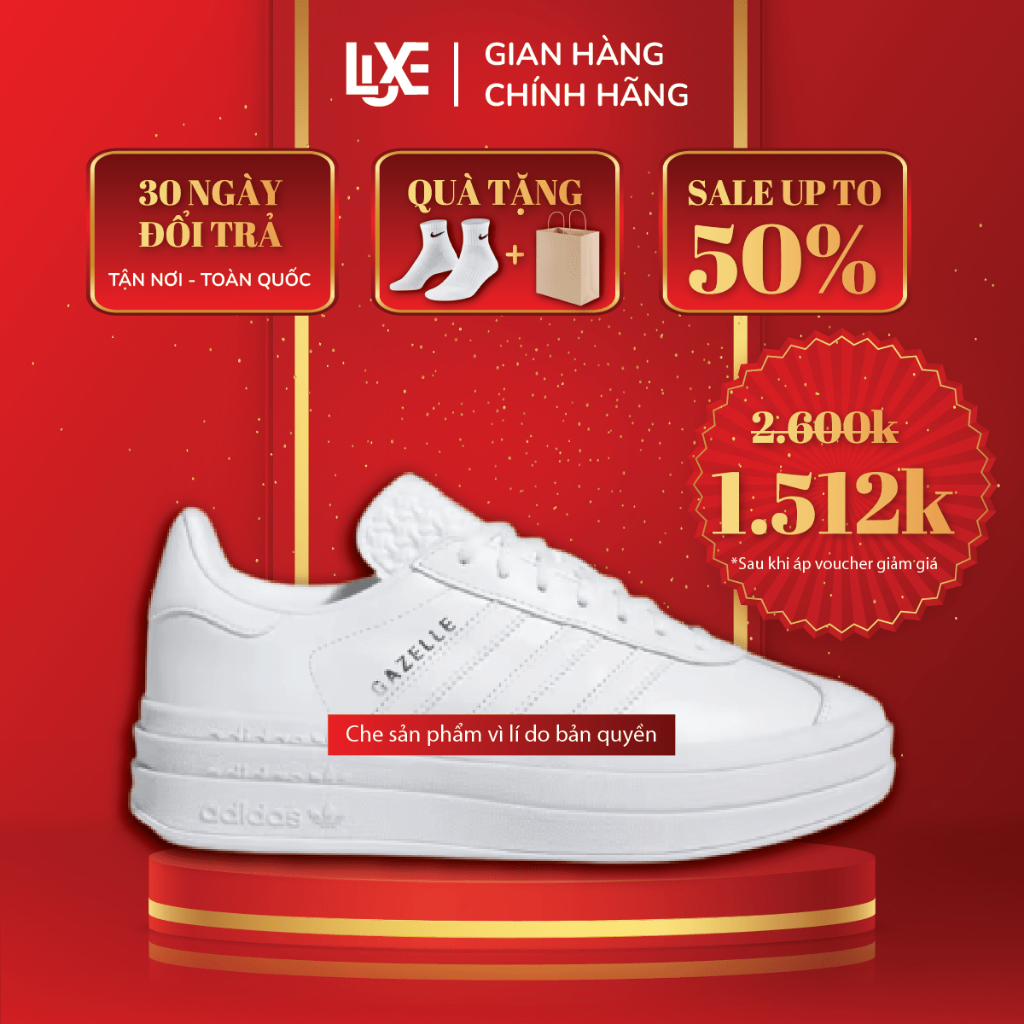 [ Giày Chính Hãng ] Giày Gazelle Bold 'All White' - Giày Nam & Nữ