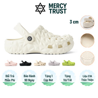 [CHÍNH HÃNG + 10 Sticker 3D + Vớ] Dép Sục MERCY TRUST Kim Cương Đúc Cao 3.5cm Đúc Nguyên Khối EVA Quai Hậu Nam Nữ