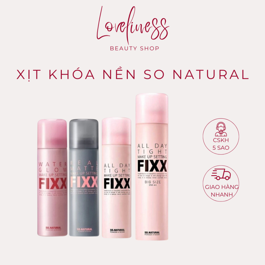 Xịt khóa nền So Natural All Day Tight Fixx Xịt khóa SO Natural makeup fixx cho da căng bóng 120ml LO