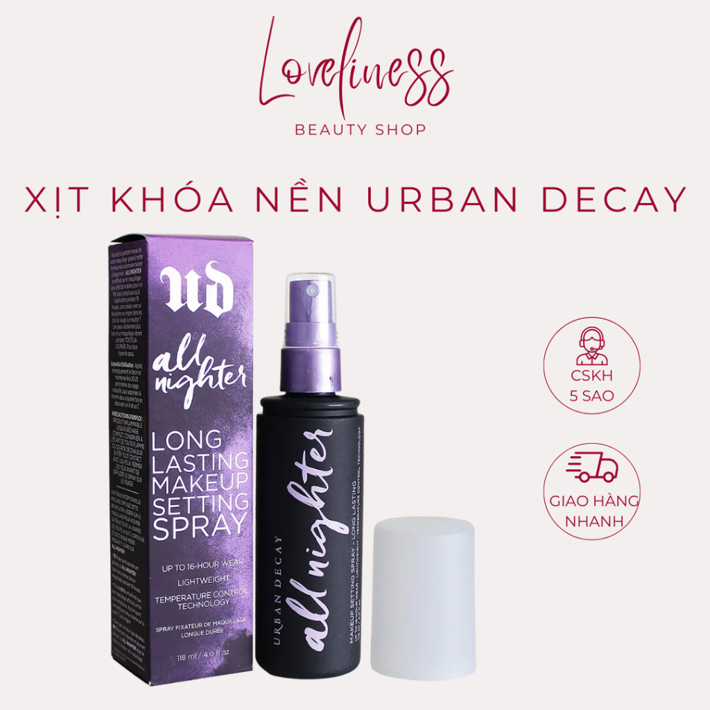 Xịt khóa Urban decay 118ml Xịt khoá nền makeup Urban Decay All Night Cố Định, Khoá Trang Điểm LOVELI