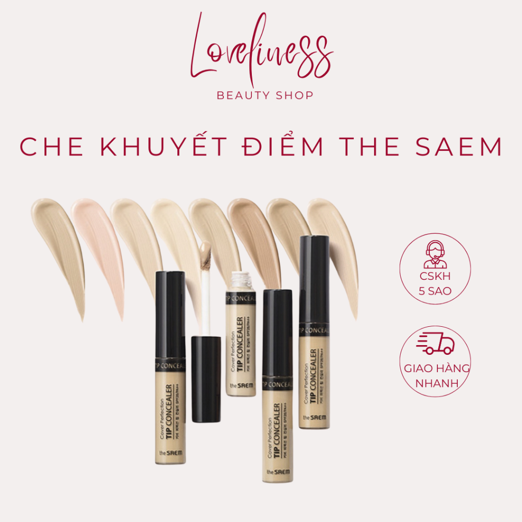 Kem che khuyết điểm The Saem Cover Perfection Tip Concealer Spf28 PA++ (6.5g) Che khuyết điểm The Sa