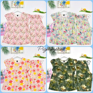  Đồ Tole Trung Niên Đồ Bộ Tole Nữ Tay Búp Quần Lửng 53-80kg Chất Vải Tone Mát Thoải Mái - Pigbabystore 