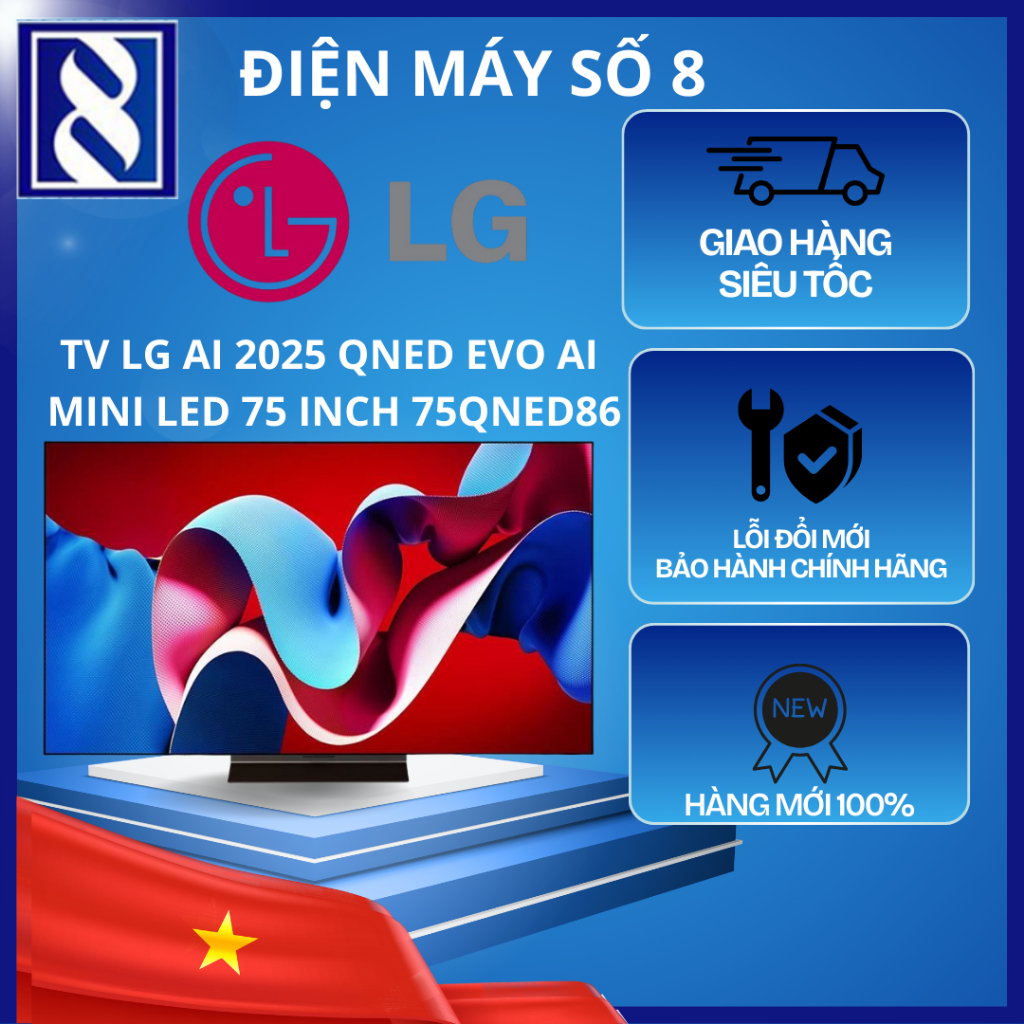 Điện Máy Số 8 | 75QNED86ASA | Smart Tivi QNED evo LG AI 4K 75 inch 75QNED86ASA - Chính Hãng