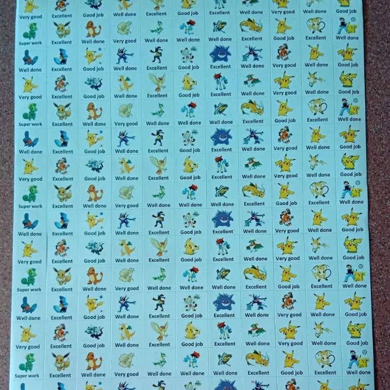 Sticker Tiếng anh "PIKACHU" - Sticker khen thưởng học sinh