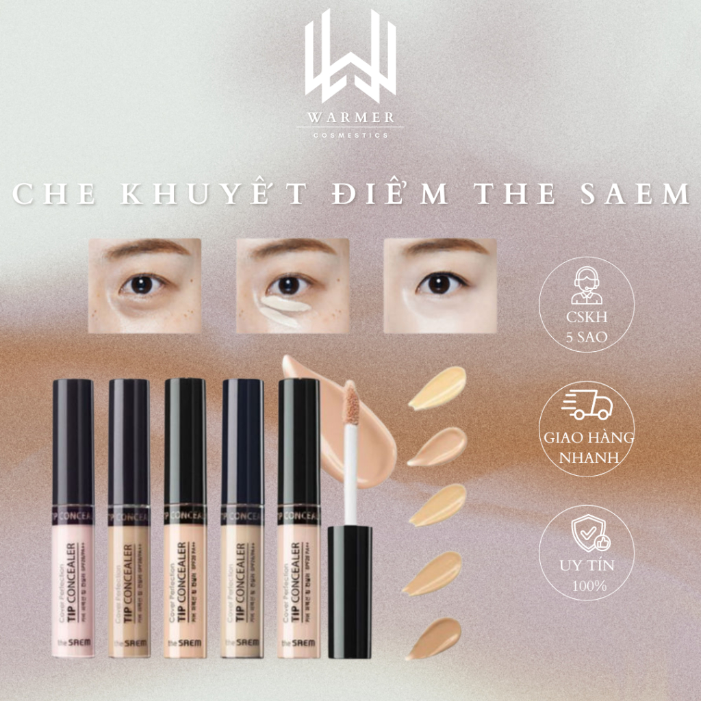 Kem che khuyết điểm The Saem Cover Perfection Tip Concealer Spf28 PA++ (6.5g) Che khuyết điểm The Sa