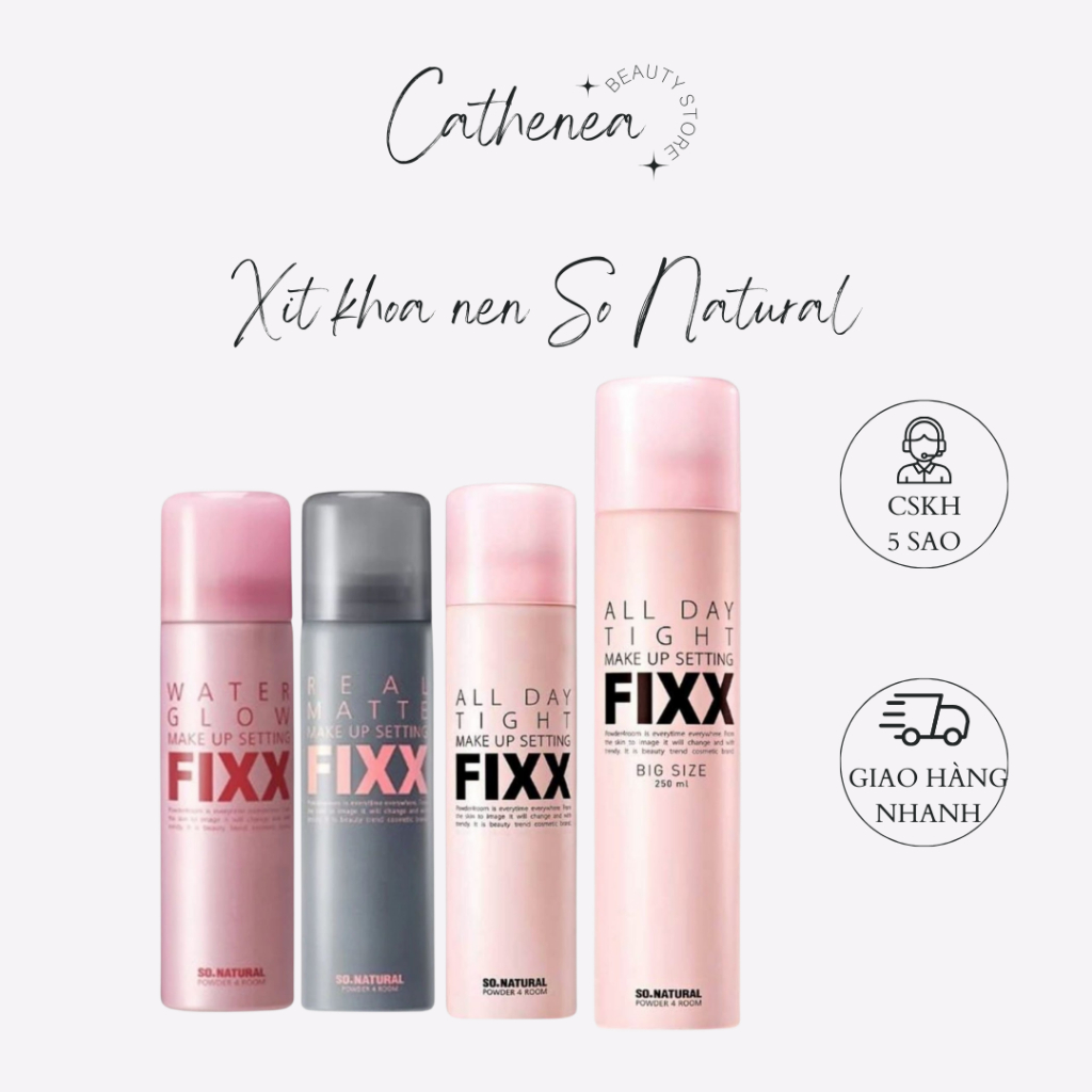 Xịt khóa nền So Natural All Day Tight Fixx Xịt khóa SO Natural makeup fixx cho da căng bóng 120ml Ca