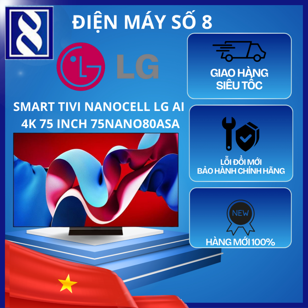 Điện Máy Số 8 | 75NANO80ASA | Smart Tivi NanoCell LG AI 4K 75 inch 75NANO80ASA - Chính Hãng