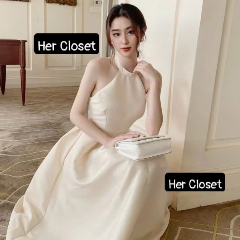 [ VÁY THIẾT KẾ ] Váy cổ yếm dáng dài đầm cổ yếm dáng dài váy mixi đầm mixi sang chảnh đầm đi tiệc vá