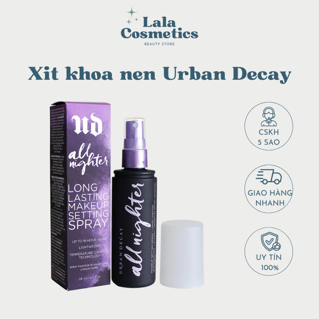 Xịt khóa Urban decay 118ml Xịt khoá nền makeup Urban Decay All Night Cố Định, Khoá Trang Điểm,không 