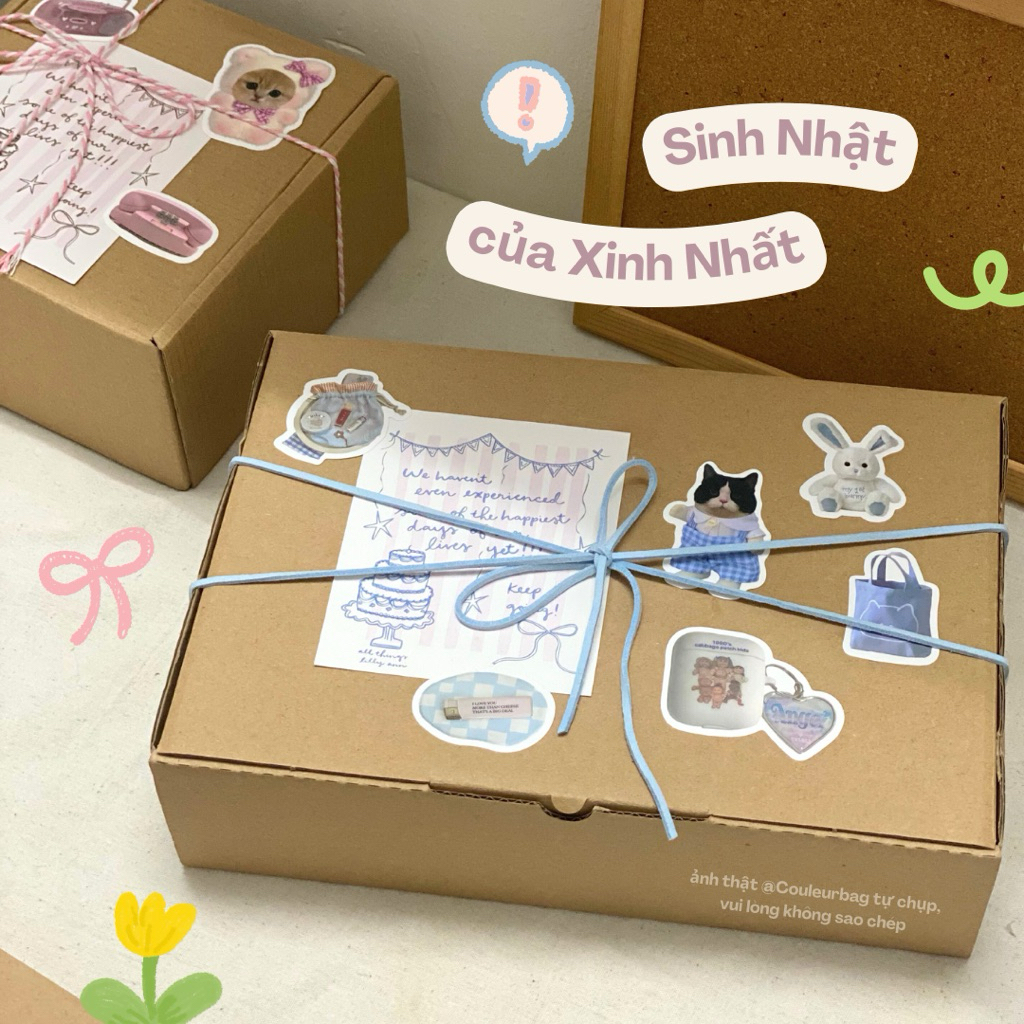 [Ảnh thật] SINH NHẬT / Combo GiftBox Hộp Quà Tặng Handmade Carton Chủ Đề Sinh Nhật hộp giấy nắp gài 