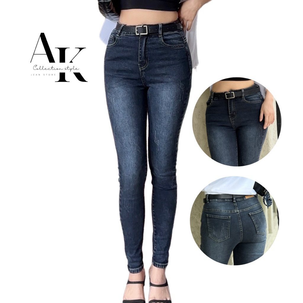 Quần Jean Nữ D10 AKJ ống ôm co giãn