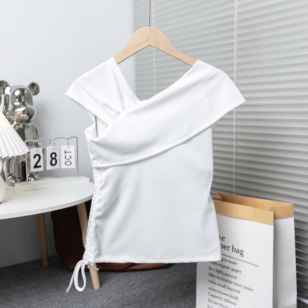 [CÓ SIZE] Áo Trễ Vai Croptop RANSHI Phối Dây Rút Eo Ôm Body Cho Nữ Chất Tăm Thái Bền Mát Áo Lệch Vai MA173 | BigBuy360 - bigbuy360.vn
