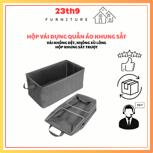 Hộp Vải Đựng Quần Áo 23th9 DECOR Giỏ Đựng Đồ Khung Sắt Trượt Dễ Dàng Sử Dụng