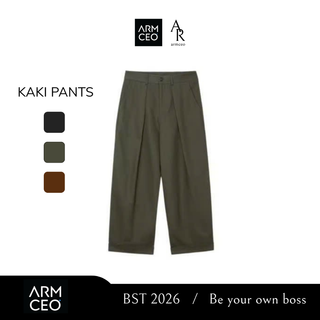 Quần kaki ống rộng KAI PANT thương hiệu ARMCEO dày dặn đứng form -AD11