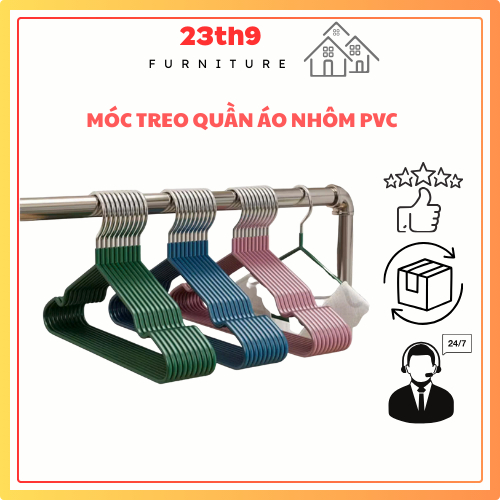 23th9 Decor Móc be Treo Quần Áo - Móc Nhôm Bọc Nhựa PVC Chống Trơn Trượt Chống Nhăn Quần Áo Khi Treo