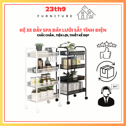 Kệ Sắt Đa Năng 23th9 DECOR Kệ Đa Năng Khay Lưới Sơn Tĩnh Điện Có Bánh Xe Tiện Lợi