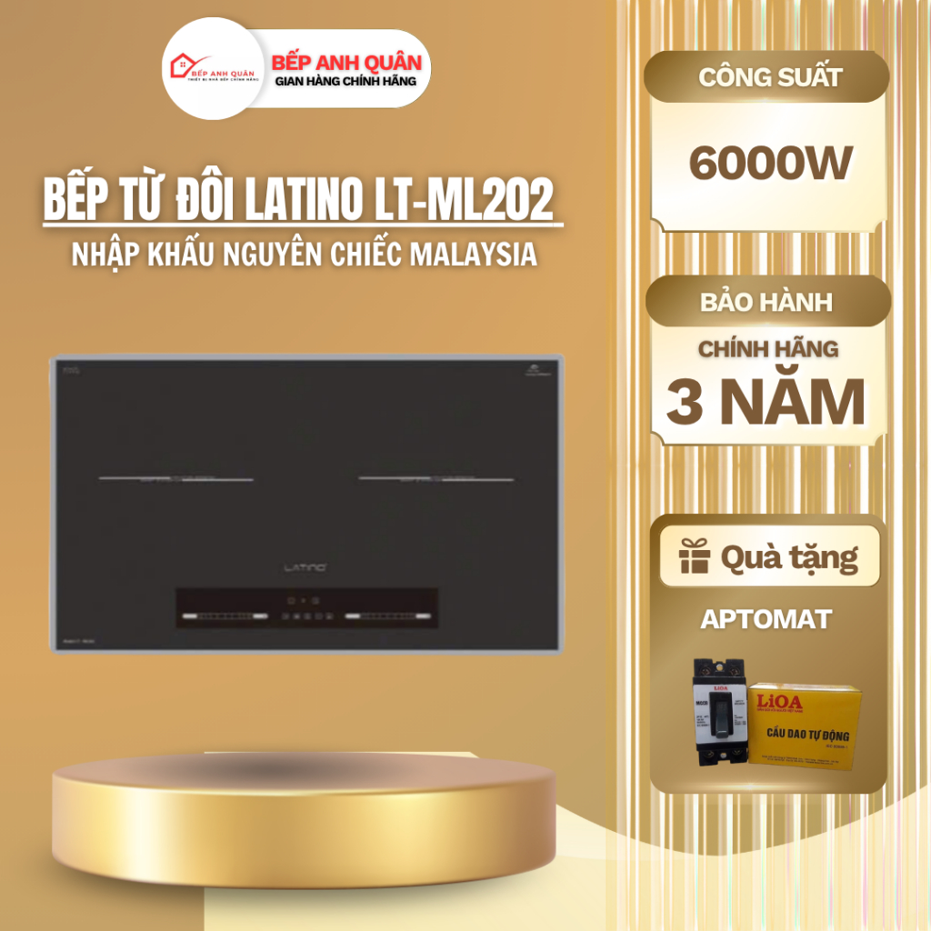 Bếp từ LATINO ML202 | Mặt kính Đức |Tổng công suất 6000W | Nhập khẩu Malaysia | Bảo hành 3 năm