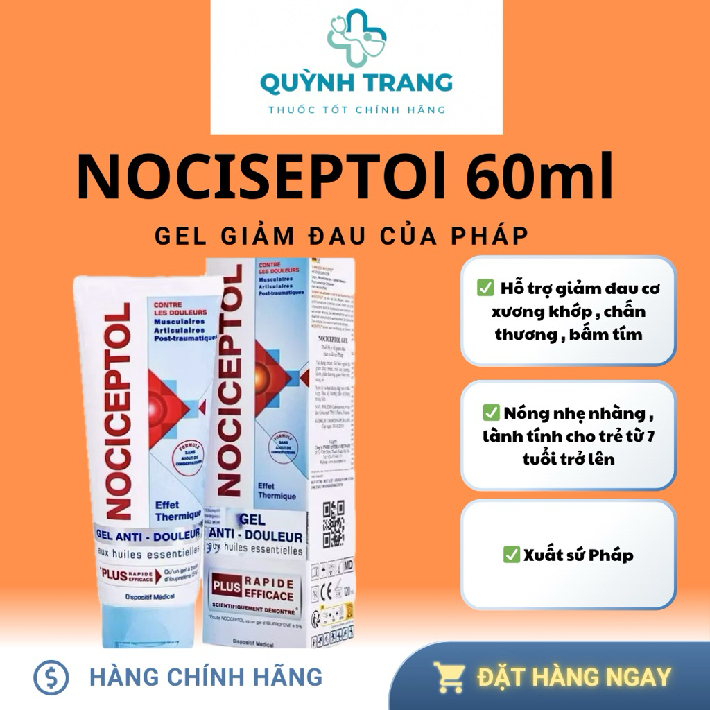 Nociceptol 60ml - Gel giảm đau cơ xương khớp hiệu quả từ Pháp