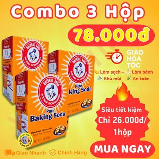  Combo 3 Hộp Sodium Bicarbonate Baking Soda Đa Năng – Làm Sạch Khử Mùi Dùng Nhà Bếp & Gia Đình 