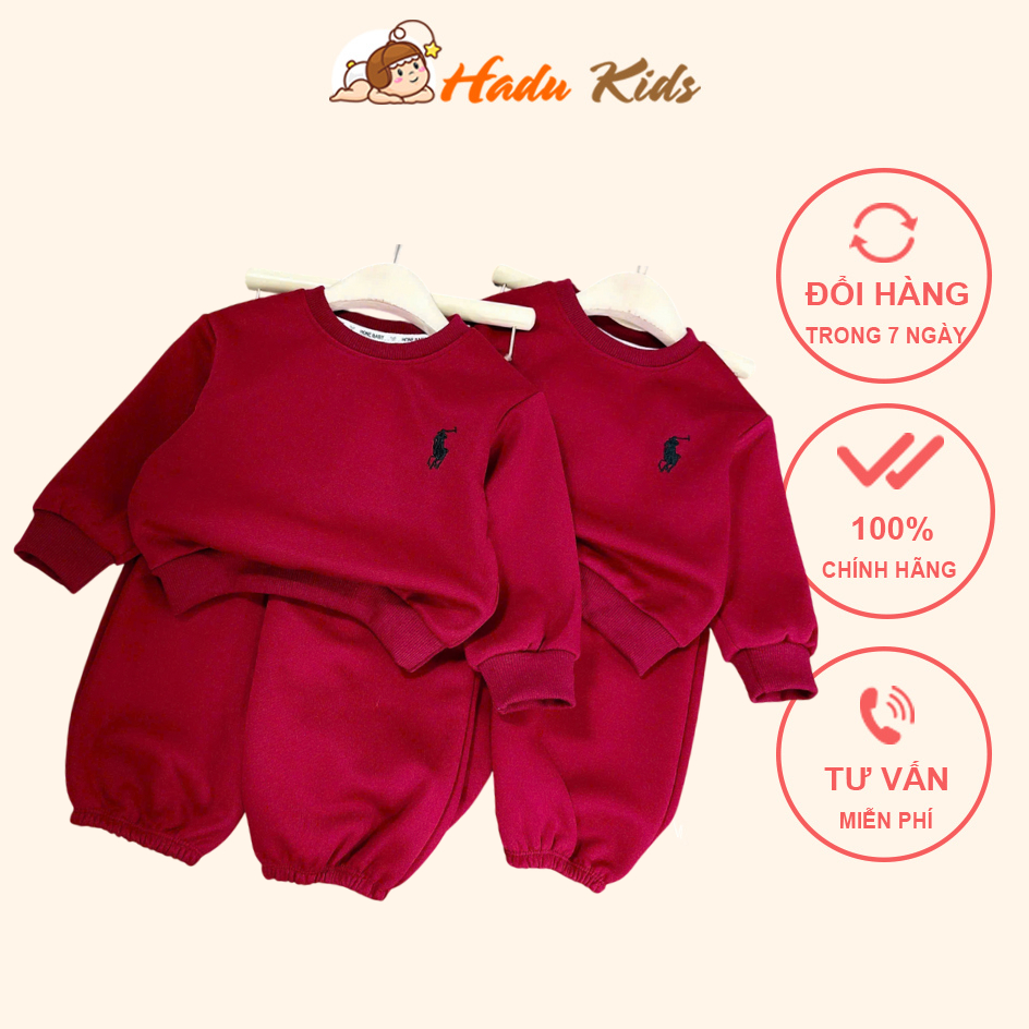 [8-25kg] Bộ nỉ đỏ bé gái bé trai Noel Đồ bộ trẻ em thu đông quần áo dài tay unisex Hadukid