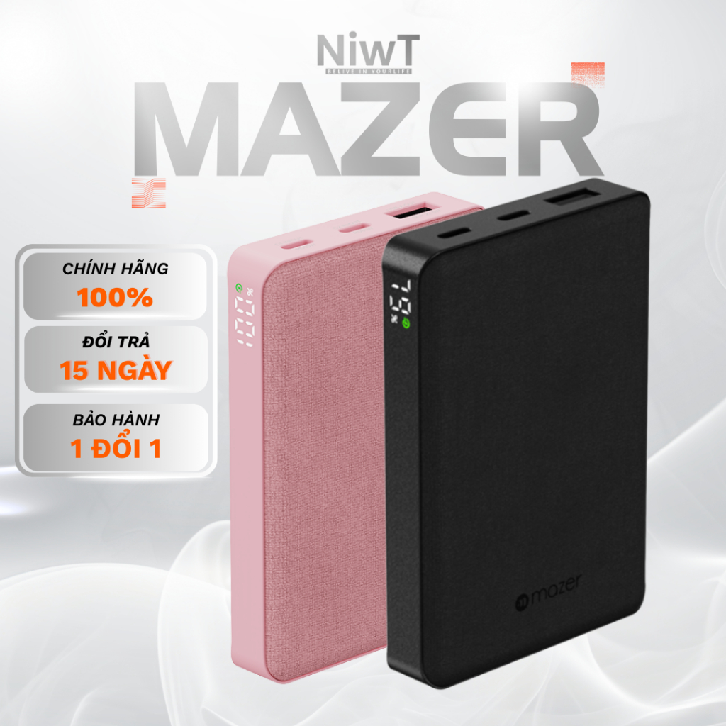 Pin Sạc Dự Phòng Mazer PD35W PowerCharger 10000mAh Sạc Nhanh 35W PD PPS Hỗ Trợ USB-C – Hàng Chính Hã