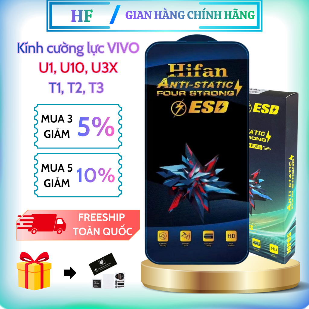 Kính cường lực VIVO U1, U10, U3X, T1, T2, T3 (5G), T1X, T2X, T3 Lite