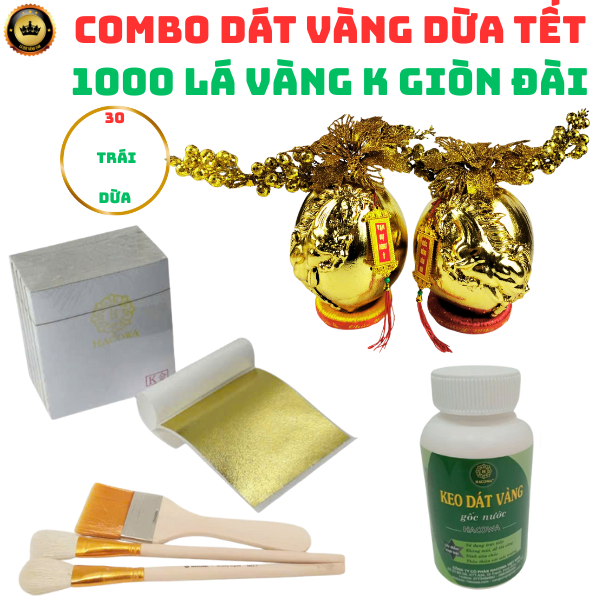 [DÁT VÀNG DỪA ĐẸP NHẤT] Combo Dát vàng 30 trái dừa chưng Tết 1000 lá K GIÒN ĐÀI đẹp nhất trong các l
