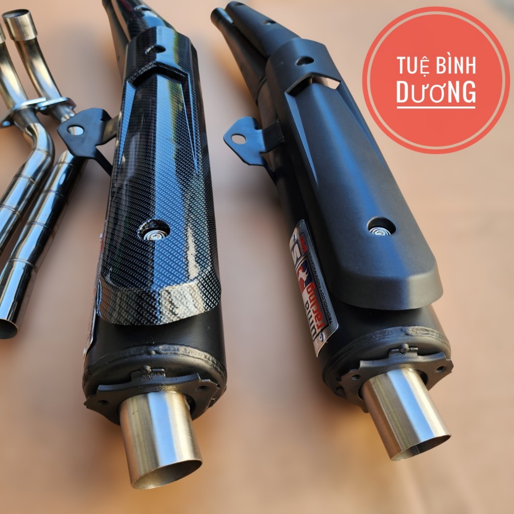 Pô uma đít inox móc nỉ tặng kèm ốp pô spark đen nhám, carbon + ốc salaya gắn sirius, wave, drem