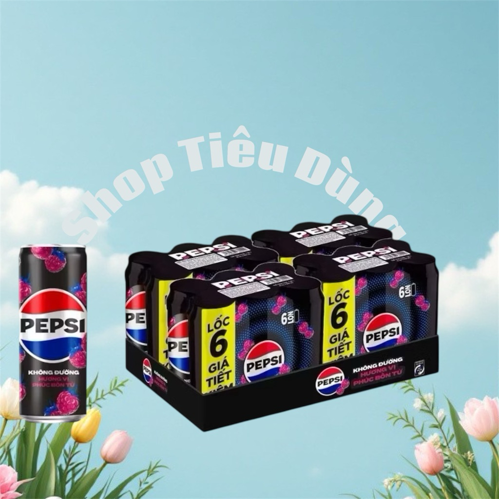 Thùng 24 Lon Pepsi Không CaLo Vị Phúc Bồn Tử