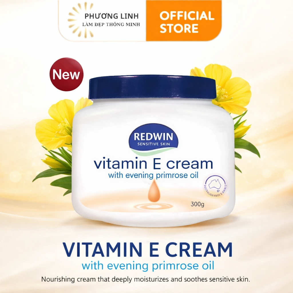 Kem dưỡng Redwin Vitamin E Cream 300g Úc chính hãng giúp dưỡng ẩm, khô da, nứt nẻ