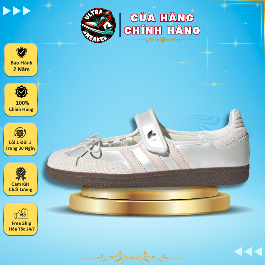 Giày Thể Thao Búp Bê Nữ Adidas Samba Jane WMNS Cloud White,Giày Búp Bê Quai Dán Xinh Cute.