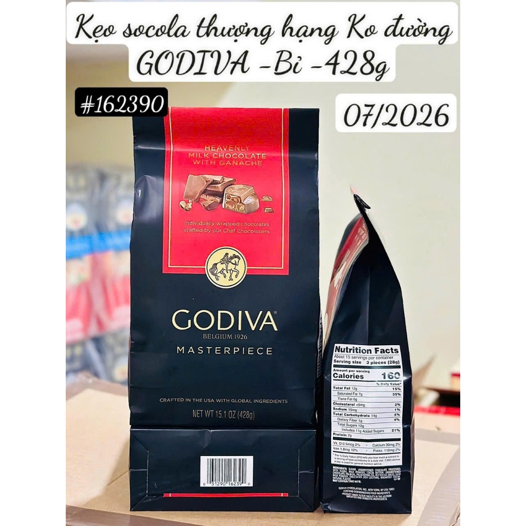 Kẹo Socola thượng hạng không đường GODIVA Belgium 1926 Masterpiece Bỉ 428gr