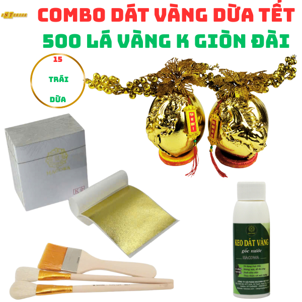 [DÁT VÀNG DỪA ĐẸP NHẤT] Combo Dát vàng 15 trái dừa chưng Tết 500 lá K GIÒN ĐÀI đẹp nhất trong các lo
