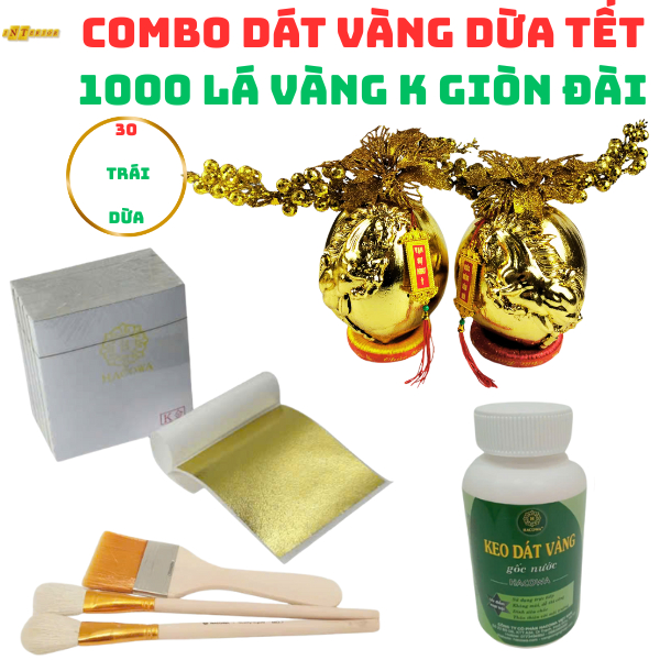 [DÁT VÀNG DỪA ĐẸP NHẤT] Combo Dát vàng 30 trái dừa chưng Tết 1000 lá K GIÒN ĐÀI đẹp nhất trong các l