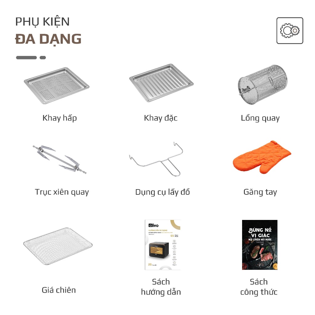 [hàng tặng] Phụ Kiện Nồi Chiên Hơi OLIVO SF16 PRO Olivo SF20 Olivo SF1600 Olivo Steamfry Xtra 20l
