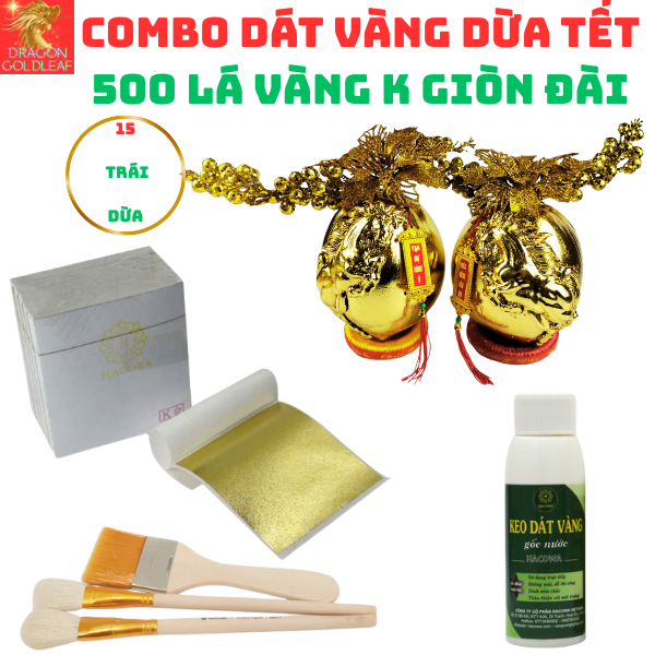 [DÁT VÀNG DỪA ĐẸP NHẤT] Combo Dát vàng 15 trái dừa chưng Tết 500 lá K GIÒN ĐÀI đẹp nhất trong các lo