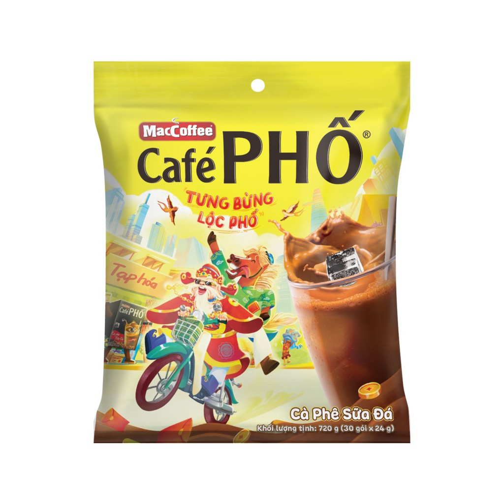 Cà phê Phố Sữa Đá túi 30 gói (3in1, mỗi túi pha được 30 ly)