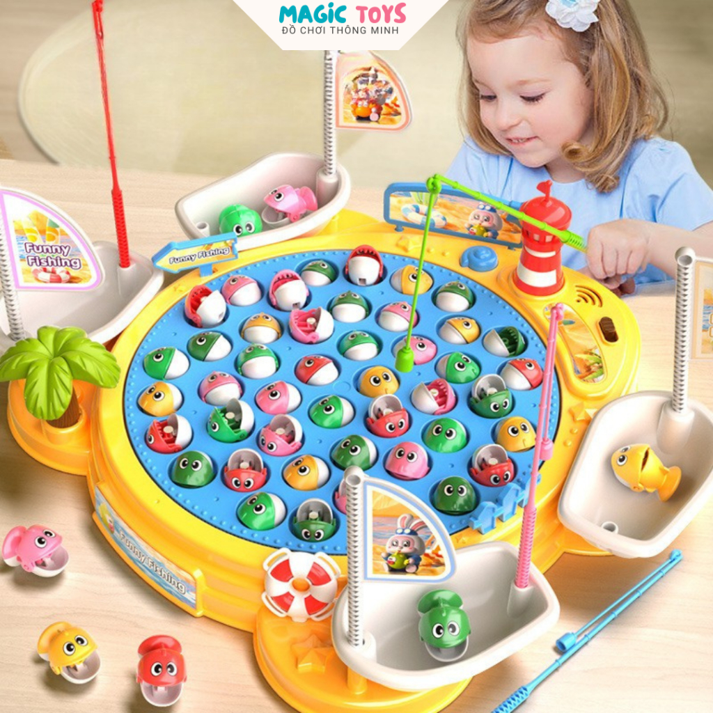 Đồ Chơi Câu Cá Điện Trẻ Em Có Nhạc Kèm Khay Đựng Cá Giái Trí Rèn Luyện Cho Bé