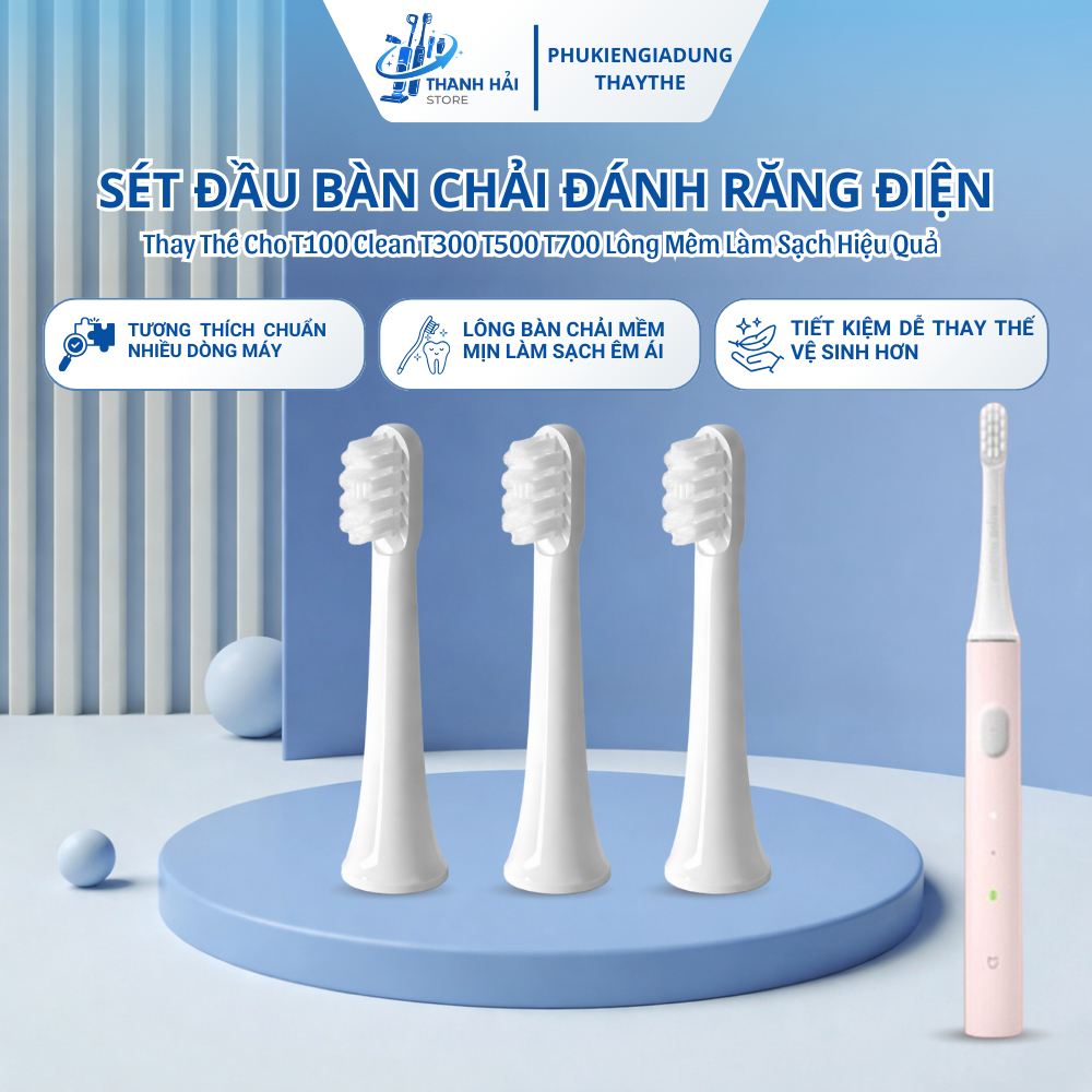 Sét Đầu Bàn Chải Đánh Răng Điện Thay Thế Cho T100 Clean T300 T500 T700 Lông Mềm Làm Sạch Hiệu Quả