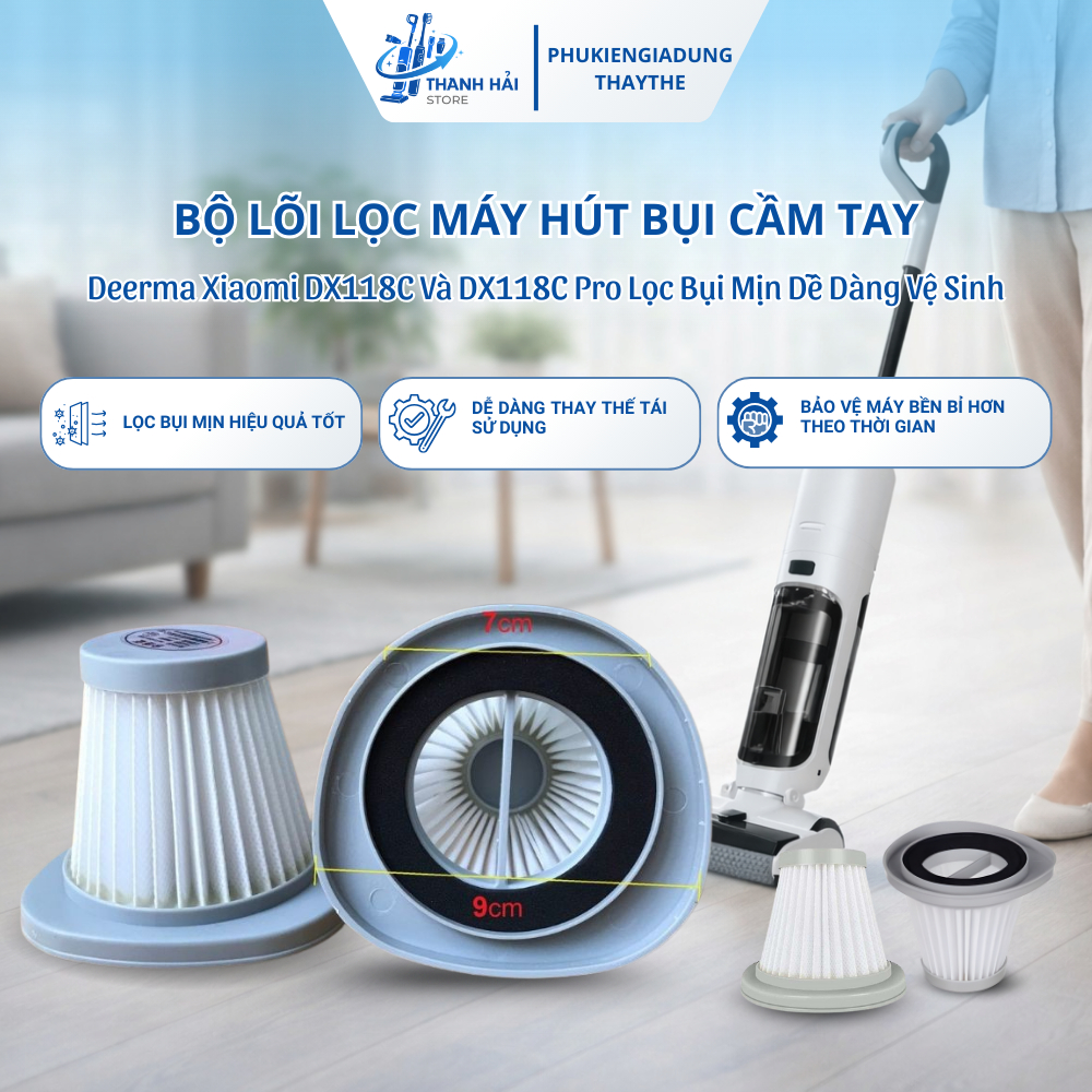 Bộ Lõi Lọc Máy Hút Bụi Cầm Tay Deerma Xiaomi DX118C Và DX118C Pro Lọc Bụi Mịn Dễ Dàng Vệ Sinh