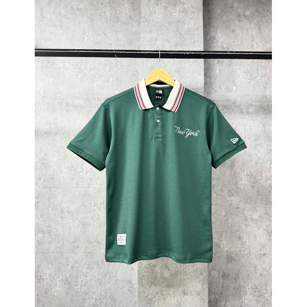 [CHÍNH HÃNG 100%] Áo Polo New Era Xanh Lá Cổ Trắng