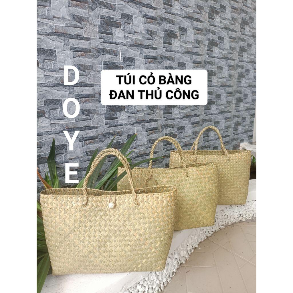 (Mới) Túi xách, túi cói đan tay, giỏ đệm cỏ bàng thủ công, đi chợ, đựng đồ, Tiểu Cảnh Tết, bảo vệ môi trường