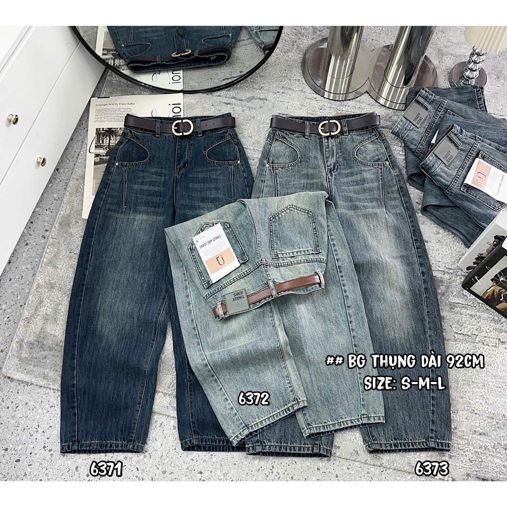 [ 92CM ]QUẦN BAGGY THỤNG DÀI 92CM PHÔI TÚI TRƯỚC KIỂU, CHÂT JEAN MỀM, CẠP CAO TÔN DÁNG