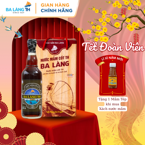  Xách Nước Mắm Cốt Đặc Biệt Ba Làng TH Combo 2 Chai Thủy Tinh 500ml 