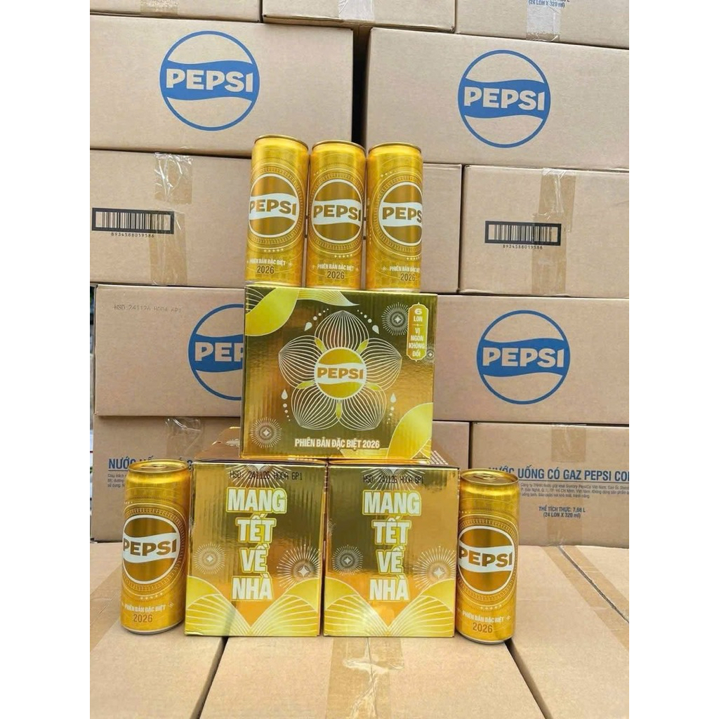 ( Hoả tốc HCM) Thùng 24 lon Pepsi Vàng 320ml Phiên Bản Giới Hạn TẾT 2026 - Đặc Biệt Vị Ngon K Đổi