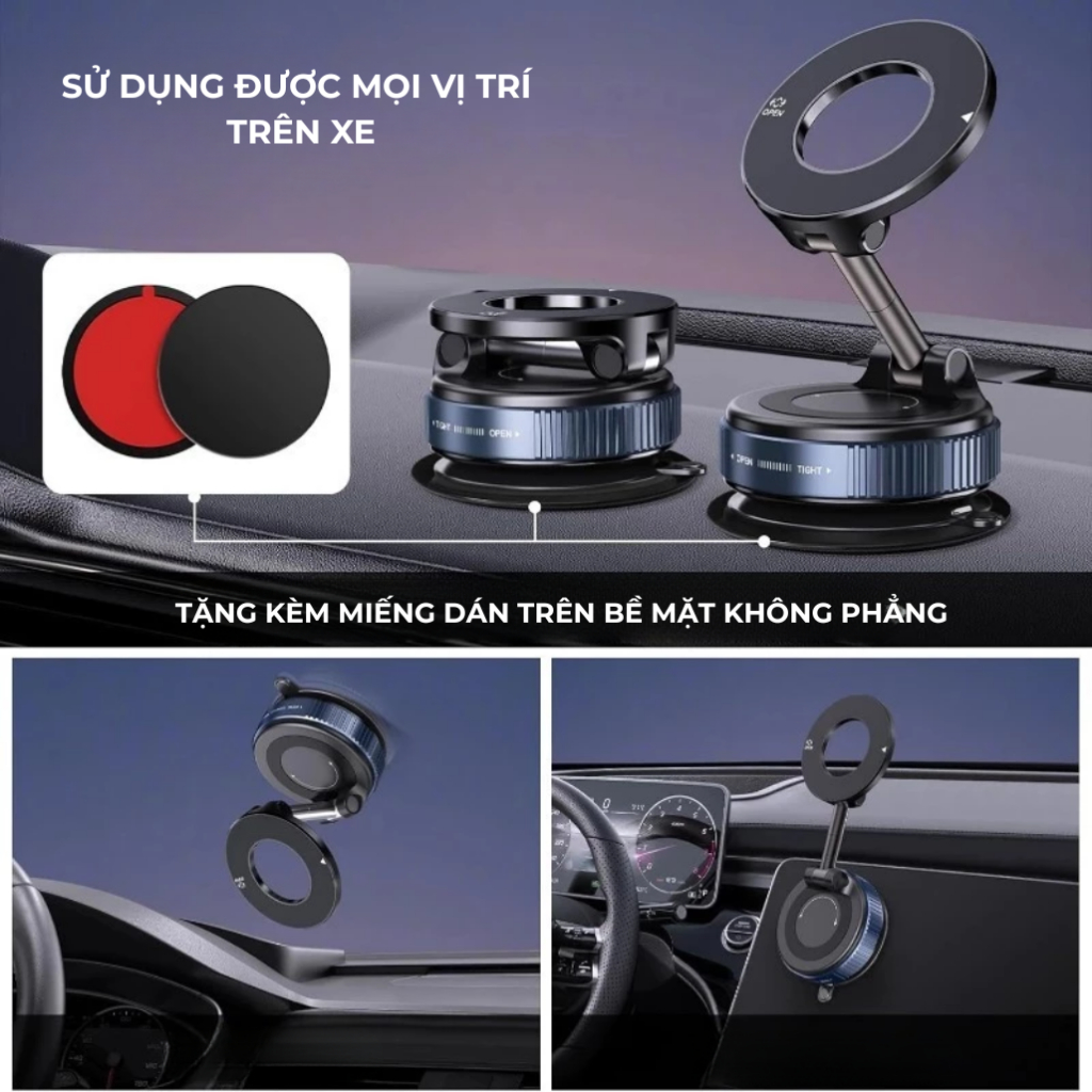 Giá Đỡ Điện Thoại Từ Tính K007, Giá Đỡ Magsafe Hút Chân Không Trên Ô Tô Cao Cấp, Xoay 360 Độ | BigBuy360 - bigbuy360.vn